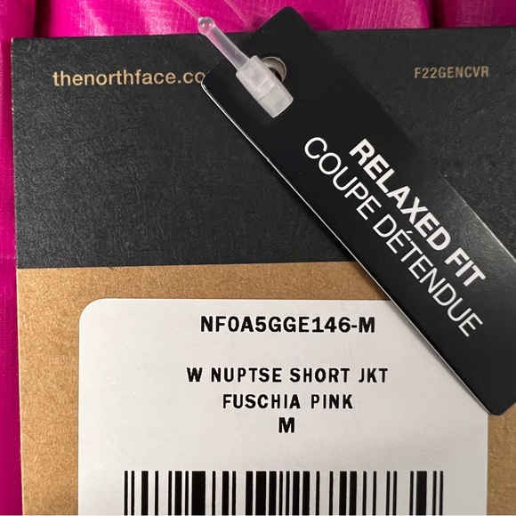 THE NORTH FACE Womens Nuptse Short Jacket Fuchsia Pink Black - Picture 14 of 16